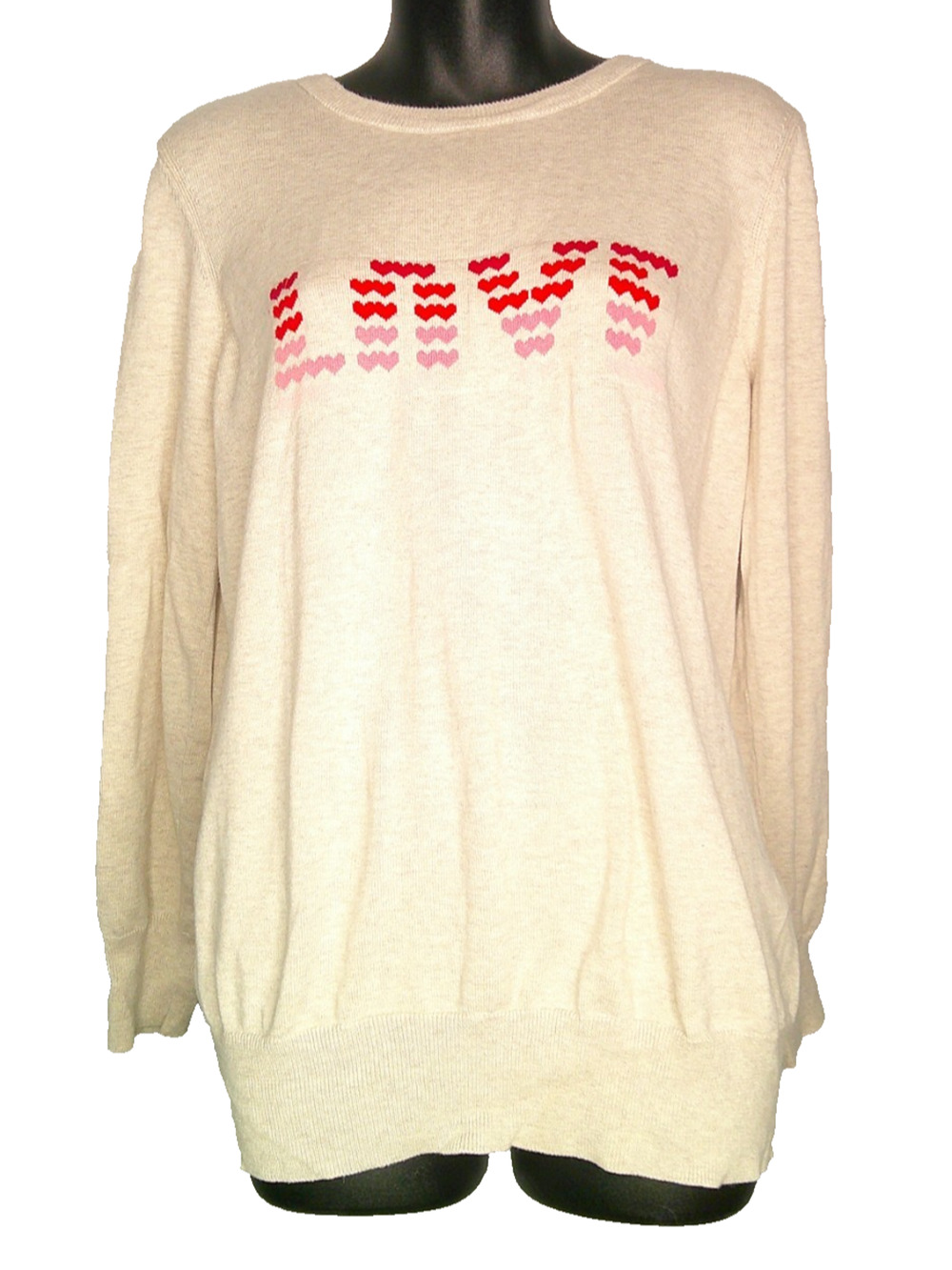Feeling Festive Women's Large Valentine's Heart Lightweight Crewneck Sweater